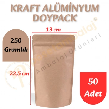 Kraft Alüminyum Doypack 13x22,5x7 cm (50 Adet)