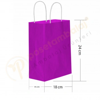 Lila Kraft Çanta Küçük Boy 18x8x24 cm 25 Adet