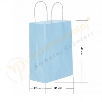 Mavi Kraft Çanta Büyük Boy 31x12x41 cm 25 Adet