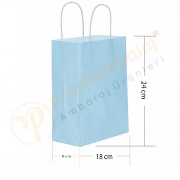 Mavi Kraft Çanta Küçük Boy 18x8x24 cm 25 Adet