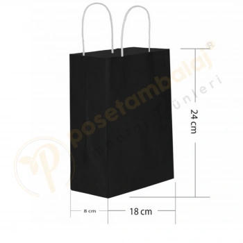 Siyah Kraft Çanta Küçük Boy 18x8x24 cm 25 Adet