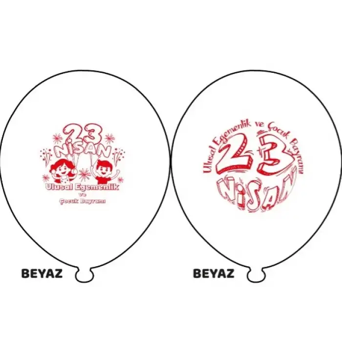 10 23 Nisan Baskılı Balon 1+1 - 100 Adet