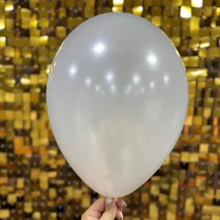 10 Metalik Dekorasyon Balonu Beyaz - 100 Adet