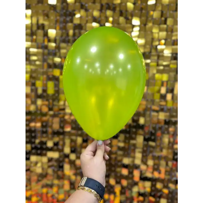 10 Metalik Dekorasyon Balonu Fıstık Yeşili - 100 Adet