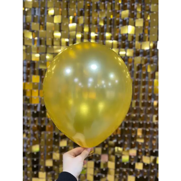 10 Metalik Dekorasyon Balonu Gold - 100 Adet
