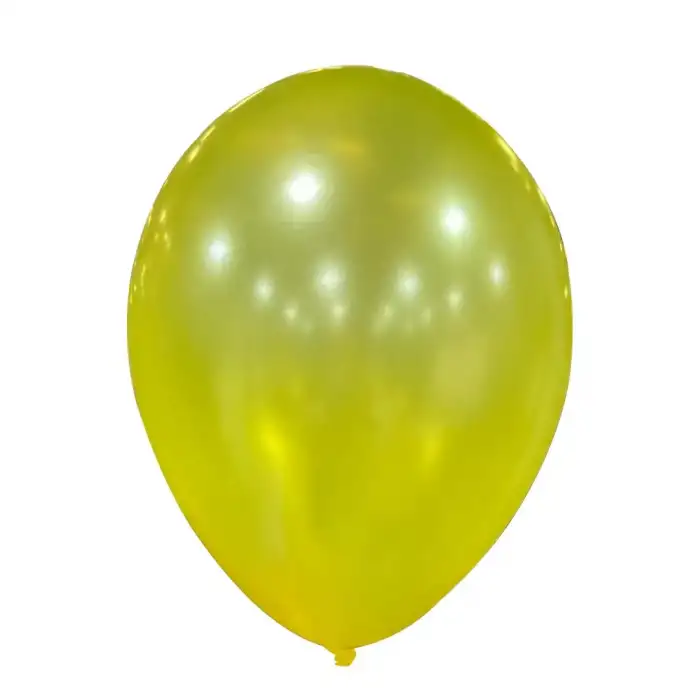10 Metalik Dekorasyon Balonu Sarı - 100 Adet
