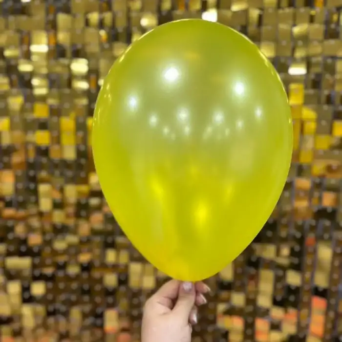 10 Metalik Dekorasyon Balonu Sarı - 100 Adet
