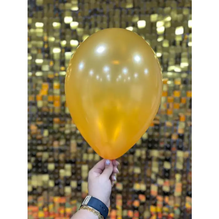 10 Metalik Dekorasyon Balonu Turuncu - 100 Adet