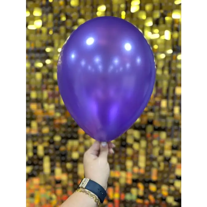10 Metalik Dekorasyon Balonu Violet - 100 Adet