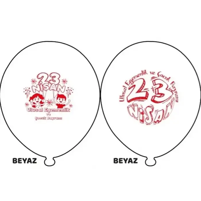 12 23 Nisan Baskılı Balon 1+1 - 100 Adet