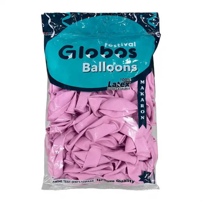 12 İç Mekan Makaron Balon Pembe - 100 Adet