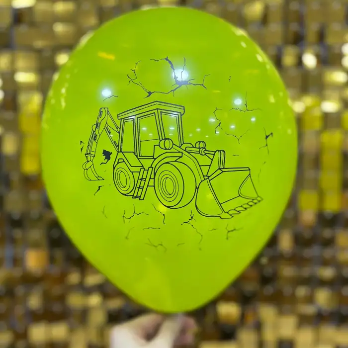 12 İş Makineleri Baskılı Balon 1+1 - 100 Adet