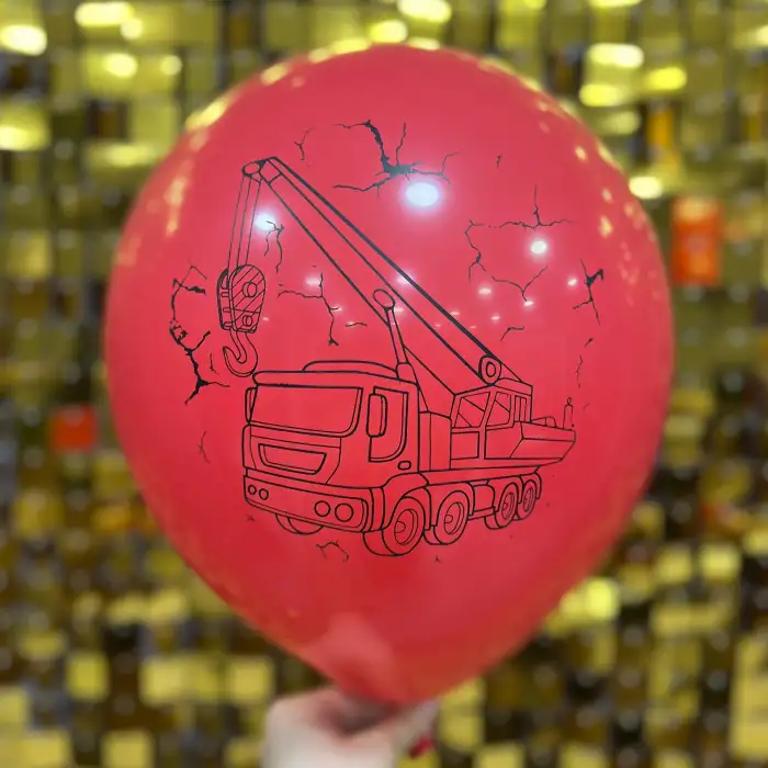 12 İş Makineleri Baskılı Balon 1+1 - 100 Adet