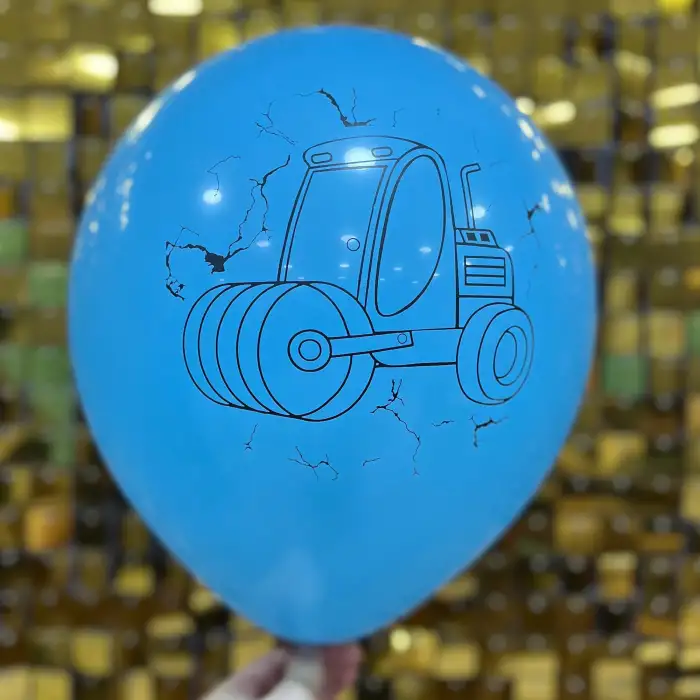 12 İş Makineleri Baskılı Balon 1+1 - 100 Adet