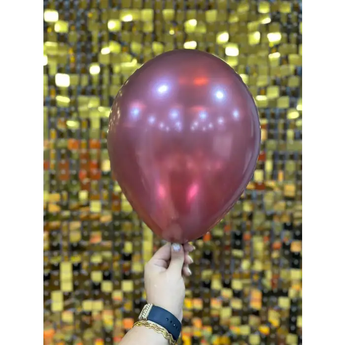 12 Metalik Dekorasyon Balonu Bordo - 100 Adet