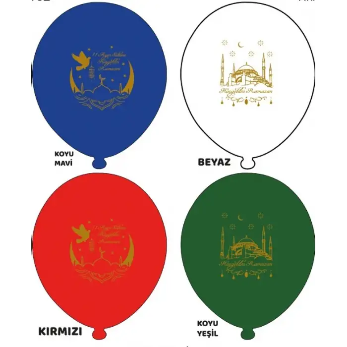 12” Ramazan Baskılı Balon  1+1 - 50 Adet