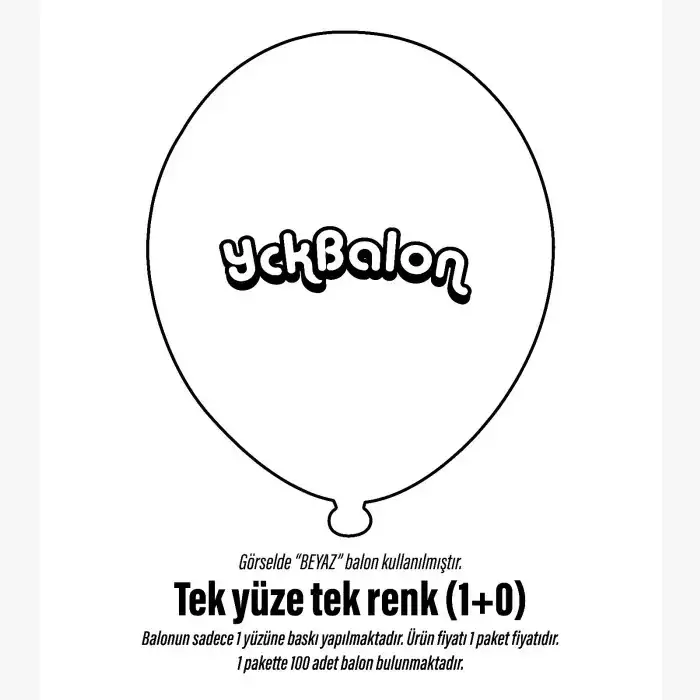 500 Adet Tek Yüze Tek Renk Baskılı Balon 1+0