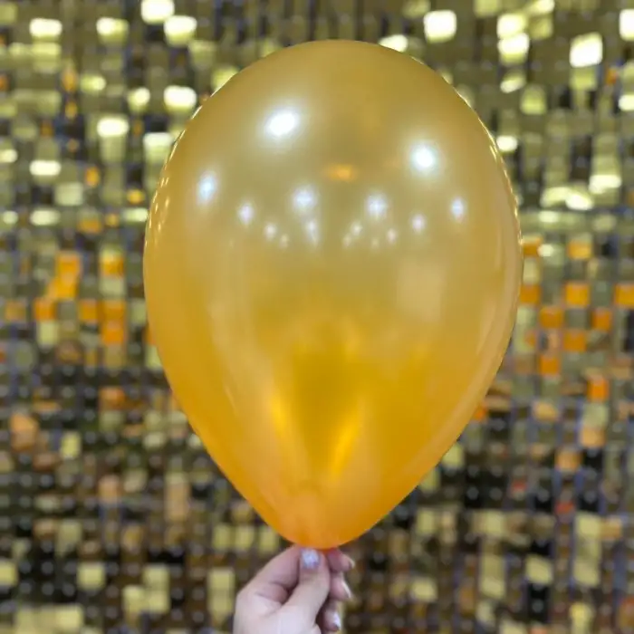 12 Metalik Dekorasyon Balonu Turuncu - 100 Adet