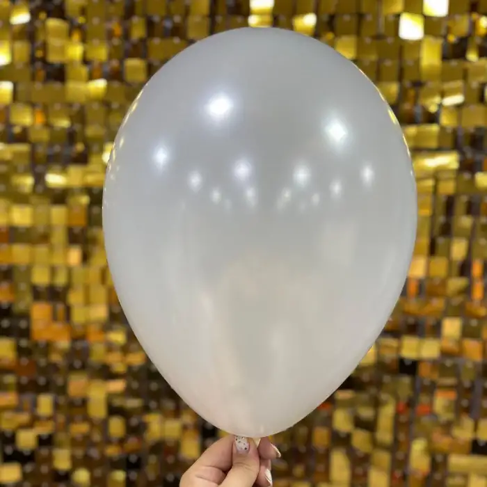 12 Metalik Dekorasyon Balonu Beyaz - 100 Adet