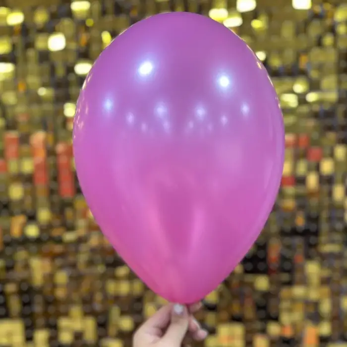 12 Metalik Dekorasyon Balonu Pembe - 100 Adet