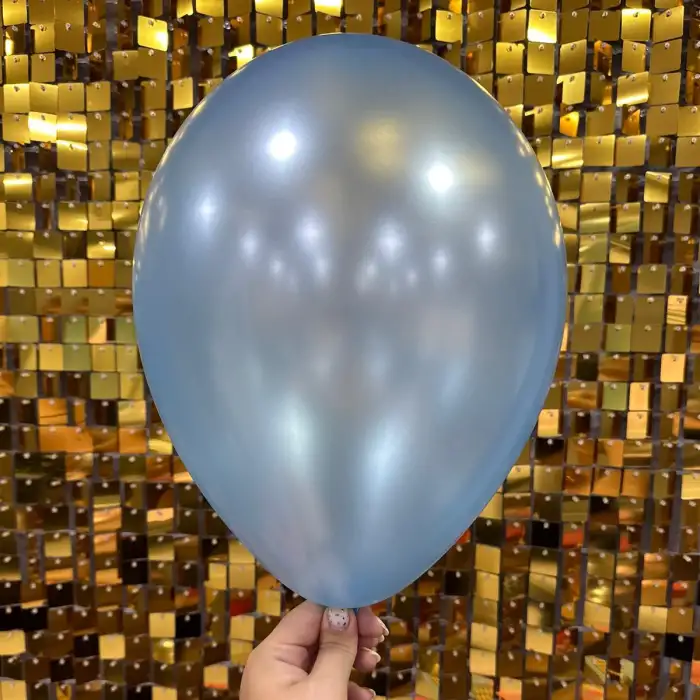 12 Metalik Dekorasyon Balonu Açık Mavi - 100 Adet