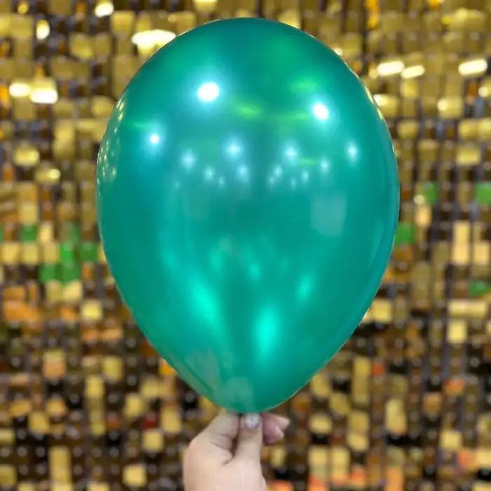 12 Metalik Dekorasyon Balonu Zümrüt Yeşili - 100 Adet