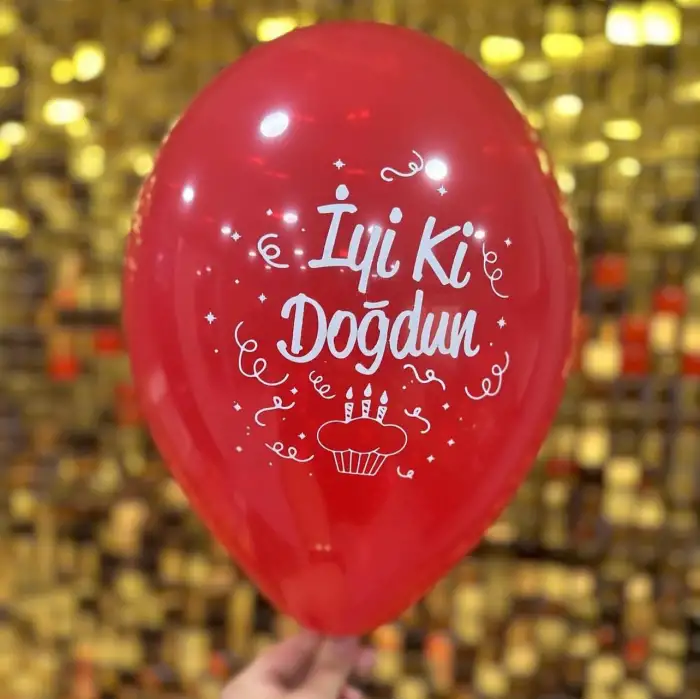 12 İyi Ki Doğdun Baskılı Balon Karışık 1+1 - 100 Adet