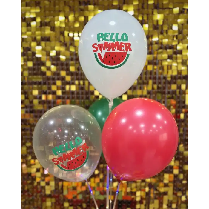 12 Hello Summer Hazır Baskılı Balon Karışık 3+0 - 100 Adet