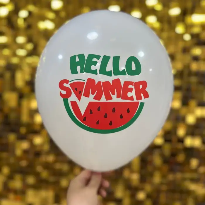 12 Hello Summer Hazır Baskılı Balon Karışık 3+0 - 100 Adet