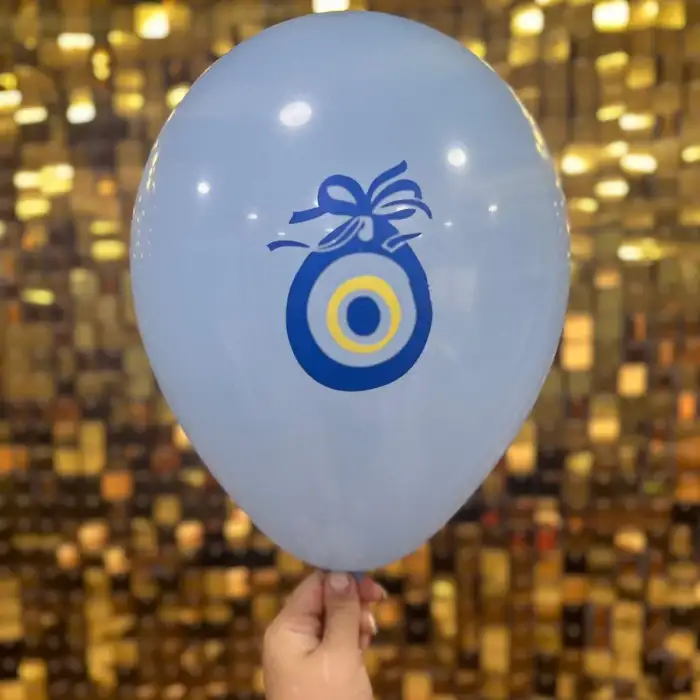 12 Nazar  Boncuk  Baskılı Balon Karışık  2+0 - 100 Adet