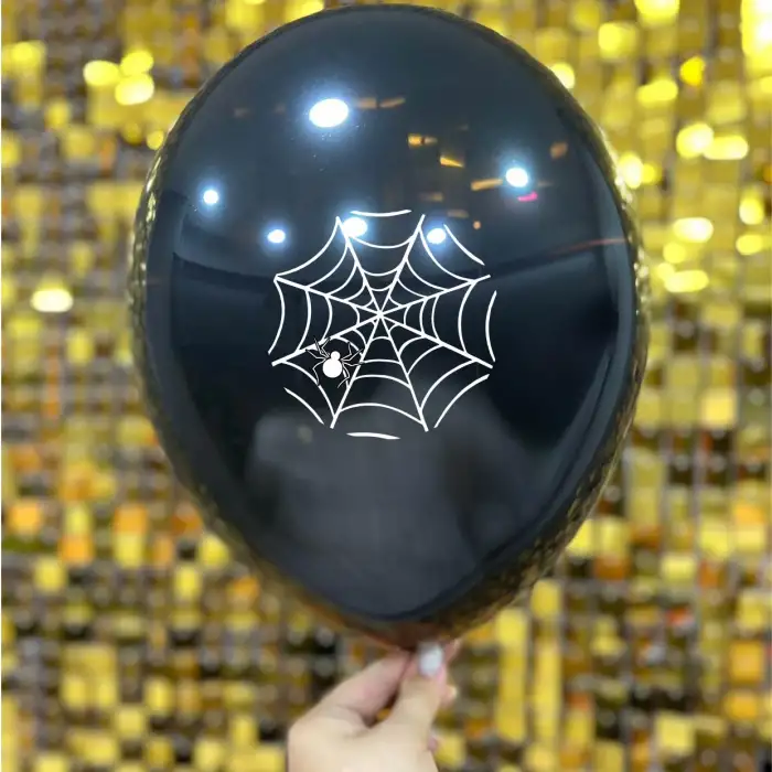 12 Örümcek Ağı Baskılı Balon 1+1 - 100 Adet