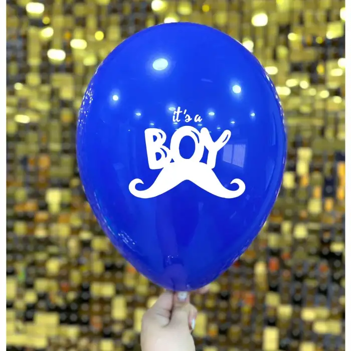 12 Its A Boy Hazır Baskılı Balon 1+1 - 100 Adet