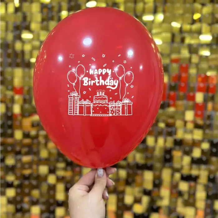 12 Happy Birthday Baskılı Balon Karışık 1+1 - 100 Adet