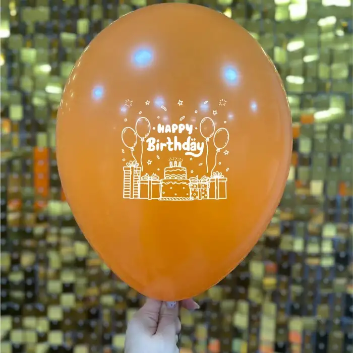 12 Happy Birthday Baskılı Balon Karışık 1+1 - 100 Adet