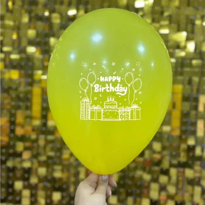 12 Happy Birthday Baskılı Balon Karışık 1+1 - 100 Adet