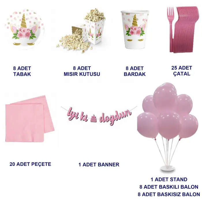 Doğum Günü Parti Seti Unicorn