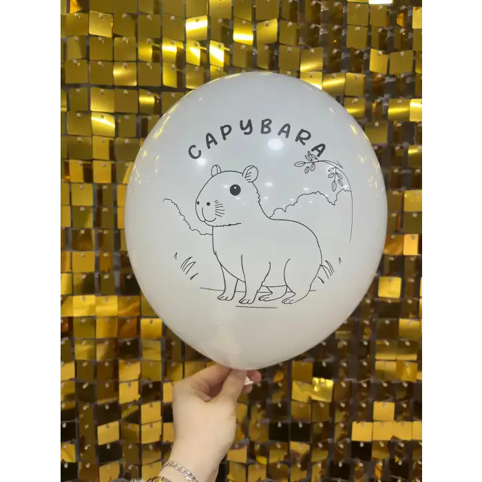 12 Capybara Baskılı Balon 1+1 - 100 Adet