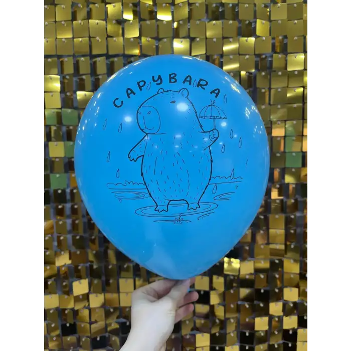 12 Capybara Baskılı Balon 1+1 - 100 Adet
