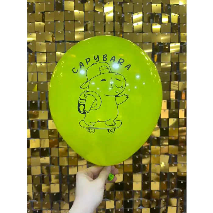12 Capybara Baskılı Balon 1+1 - 100 Adet