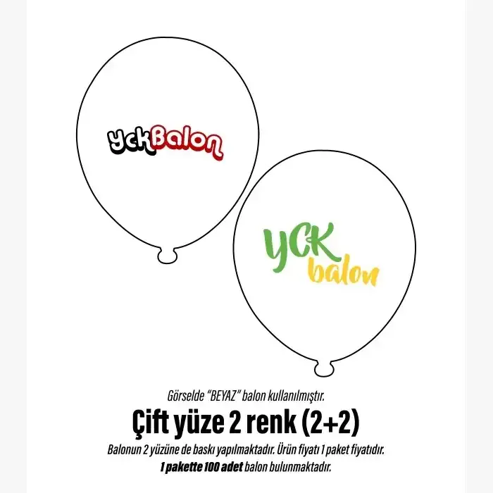ÇİFT YÜZE İKİ RENK BASKILI BALON 2+2