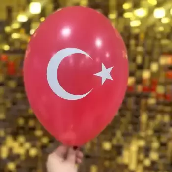 10 Ay Yıldız Baskılı Balon  1+1 - 100 Adet
