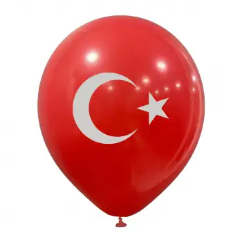 10 Ay Yıldız Baskılı Balon 1+1 - 100 Adet