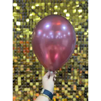 10 Metalik Dekorasyon Balonu Bordo - 100 Adet