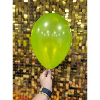 10 Metalik Dekorasyon Balonu Fıstık Yeşili - 100 Adet
