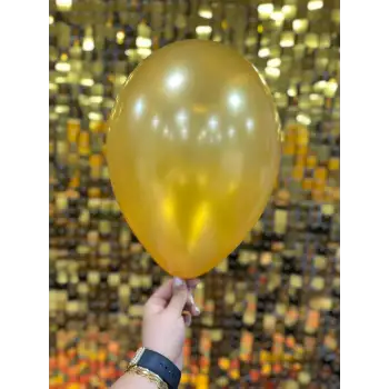 10 Metalik Dekorasyon Balonu Gold - 100 Adet