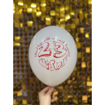 12 23 Nisan Baskılı Balon 1+1 - 100 Adet
