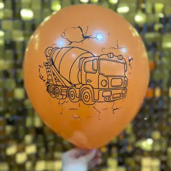 12 İş Makineleri Baskılı Balon 1+1 - 100 Adet