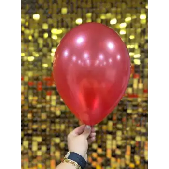 12 Metalik Dekorasyon Balonu Yakut Kırmızı - 100 Adet