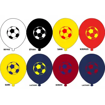 12 Taraftar Baskılı Balon - 1+1 - 100 Adet