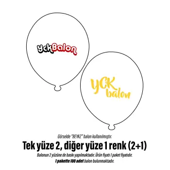 TEK YÜZE İKİ DİĞER YÜZE TEK RENK BASKILI BALON 2+1